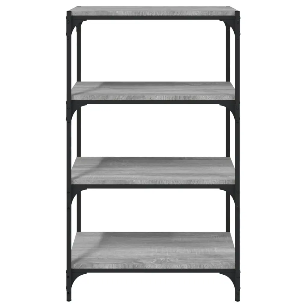 Book Cabinet Industrial Style Grey 60x33x100cm 4 Shelves Storage Shelf