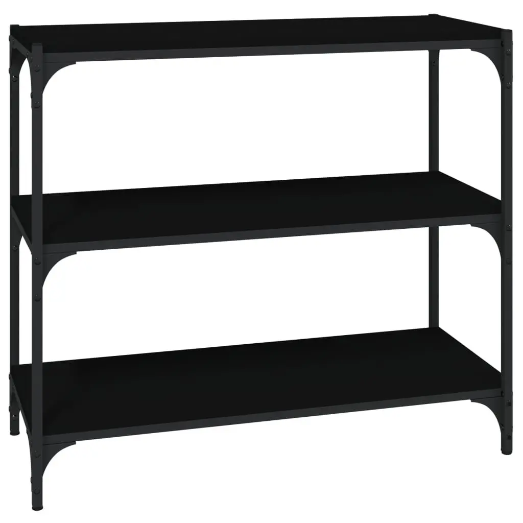 Black Book Cabinet with Steel and Wood Shelving