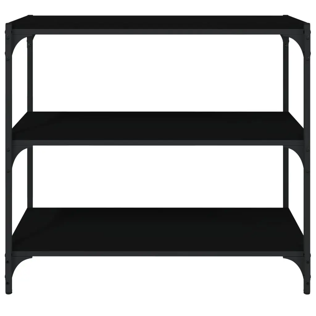 Black Book Cabinet with Steel and Wood Shelving