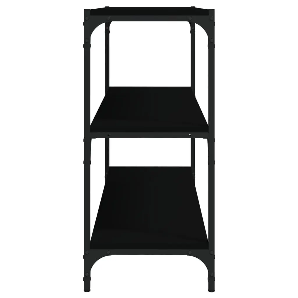 Black Book Cabinet with Steel and Wood Shelving