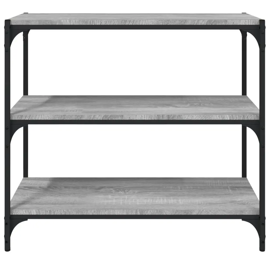 Book Cabinet with 3 Shelves Grey Engineered Wood Steel Frame Industrial Storage