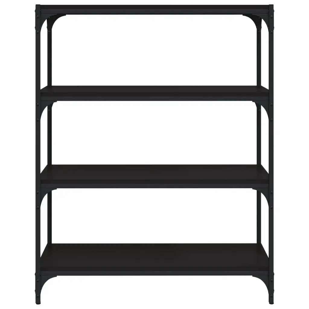 Book Cabinet Industrial Style Black 80x33x100cm 4 Shelf Storage Organiser