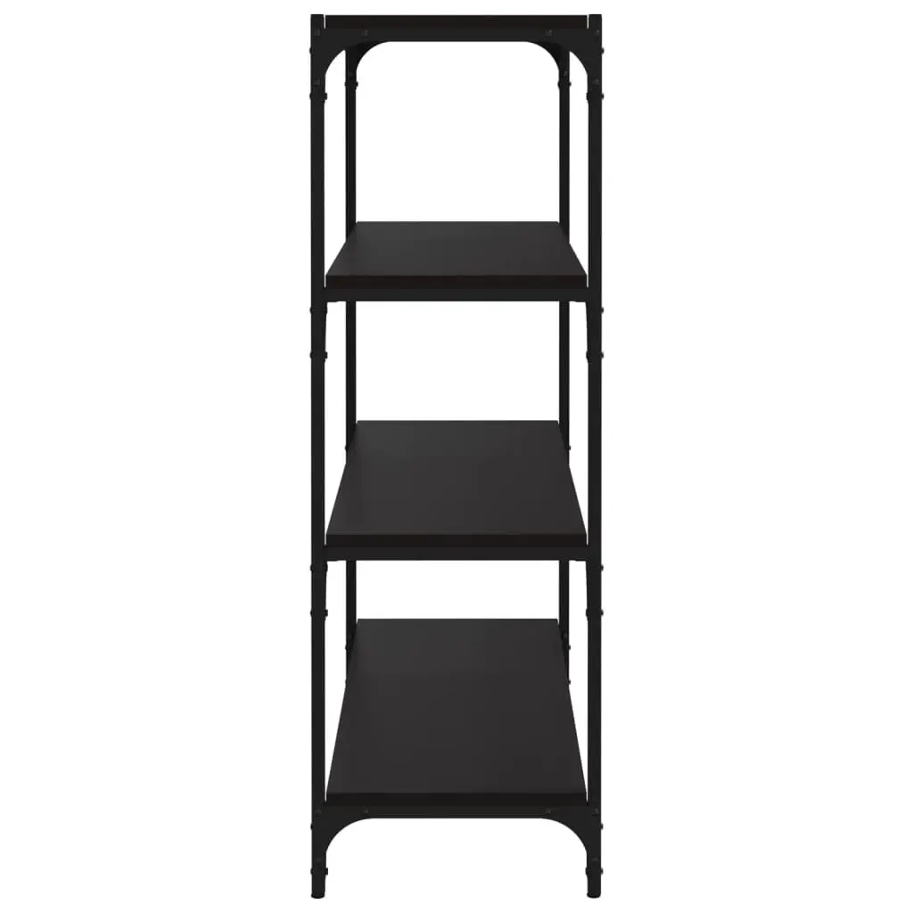 Book Cabinet Industrial Style Black 80x33x100cm 4 Shelf Storage Organiser