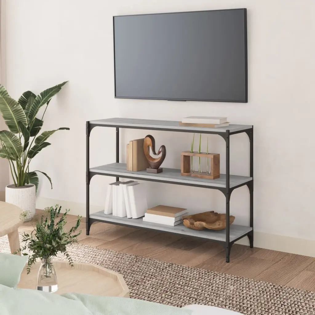 Book Cabinet Grey Industrial Style 100x33x70.5cm Storage Shelving Unit
