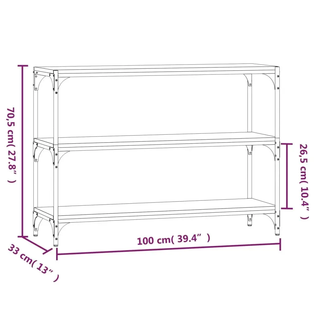 Book Cabinet Grey Industrial Style 100x33x70.5cm Storage Shelving Unit
