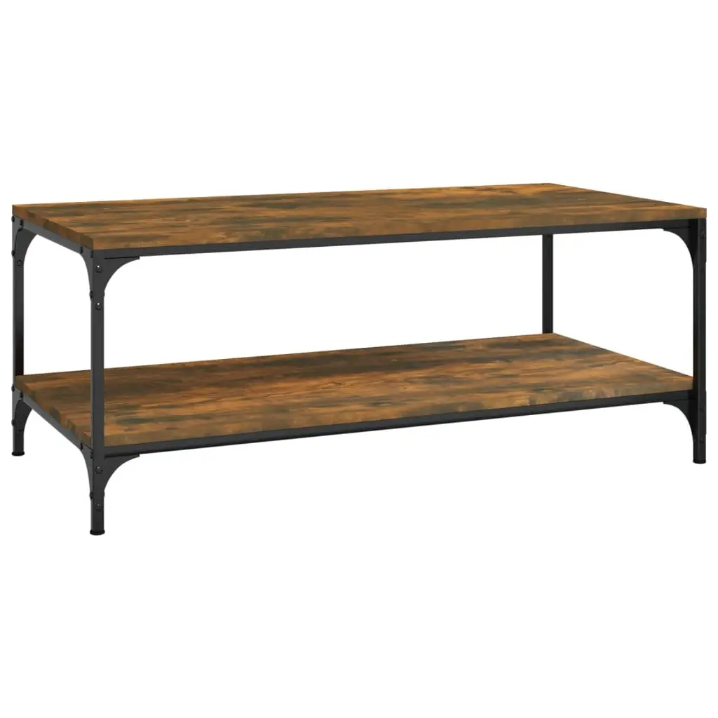 Coffee Table with Storage Brown Engineered Wood Steel Frame 100L x 50W x 40H cm