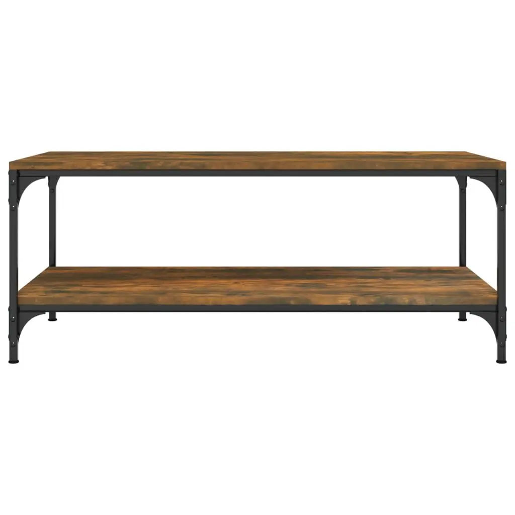 Coffee Table with Storage Brown Engineered Wood Steel Frame 100L x 50W x 40H cm