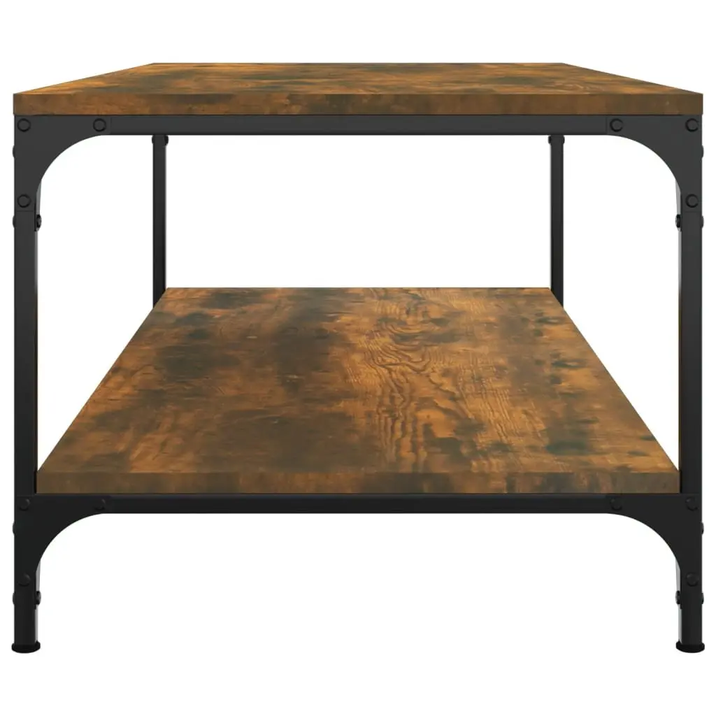 Coffee Table with Storage Brown Engineered Wood Steel Frame 100L x 50W x 40H cm