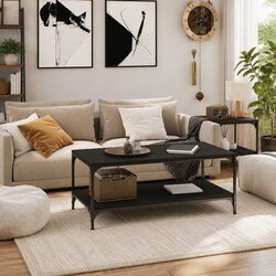 Friendly Black Coffee Table with Adjustable Legs