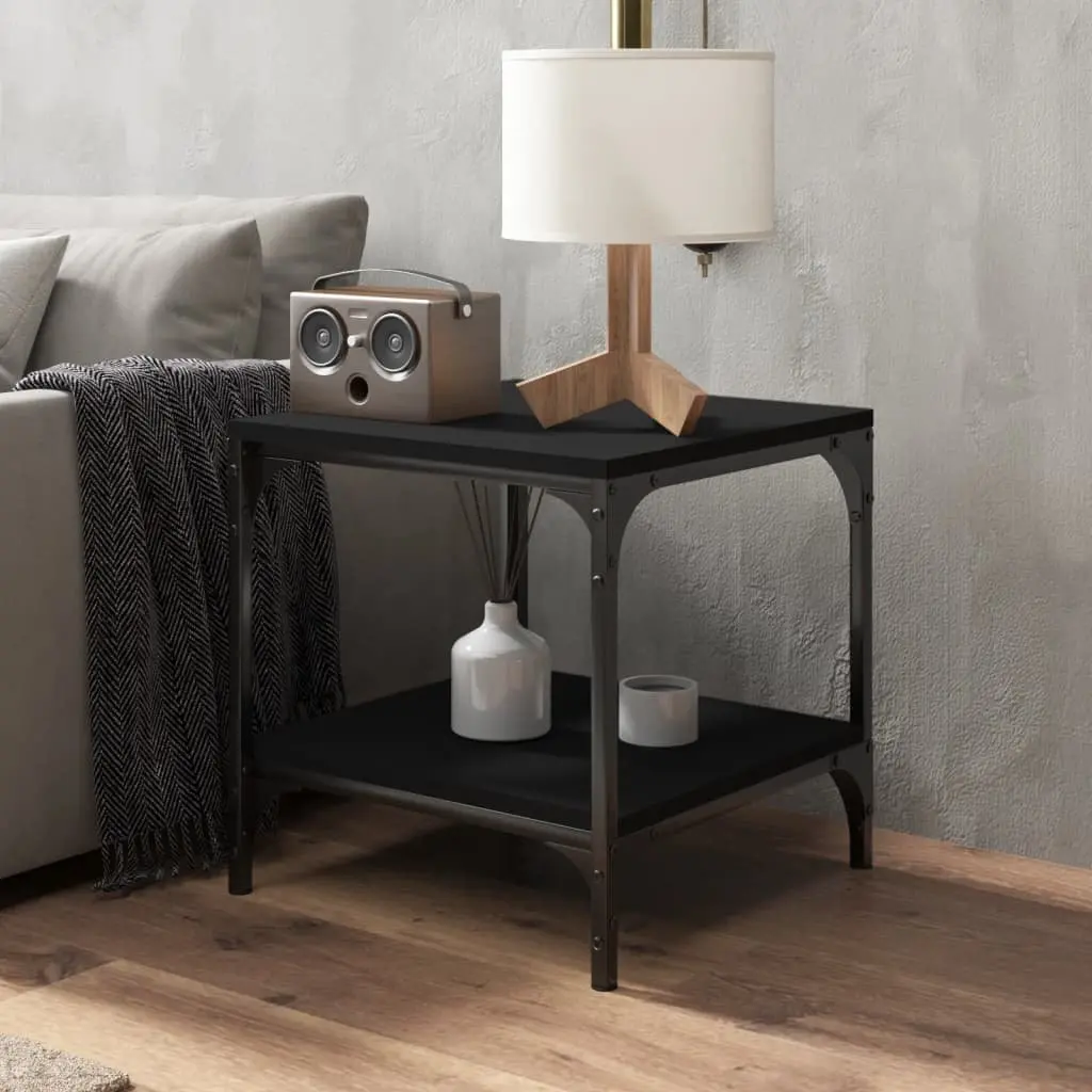 Industrial Side Table Black 40x40x40cm Living Room Accent Coffee Furniture