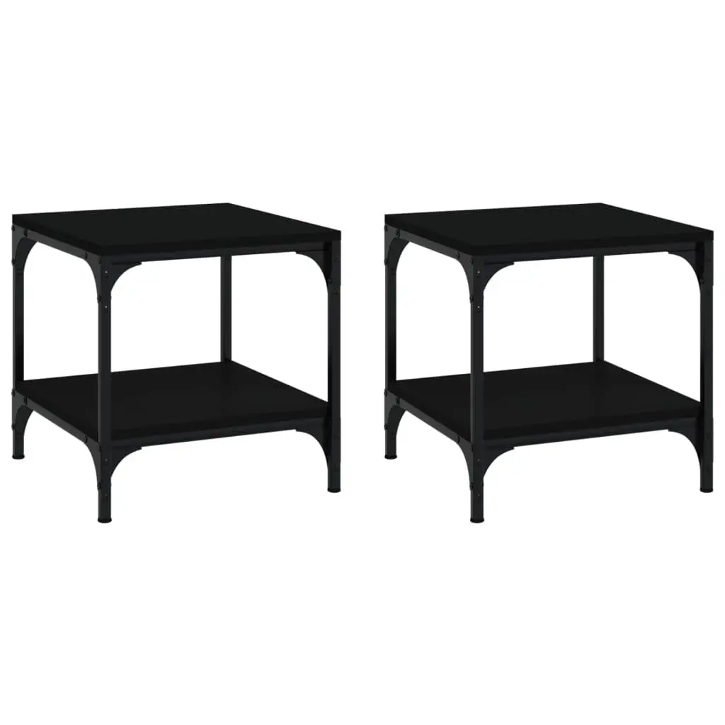 Side Tables 2 pcs Black 40x40x40 cm Engineered Wood Storage Accent Furniture