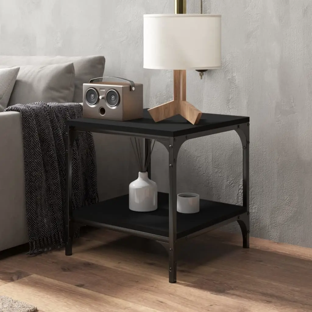 Side Tables 2 pcs Black 40x40x40 cm Engineered Wood Storage Accent Furniture