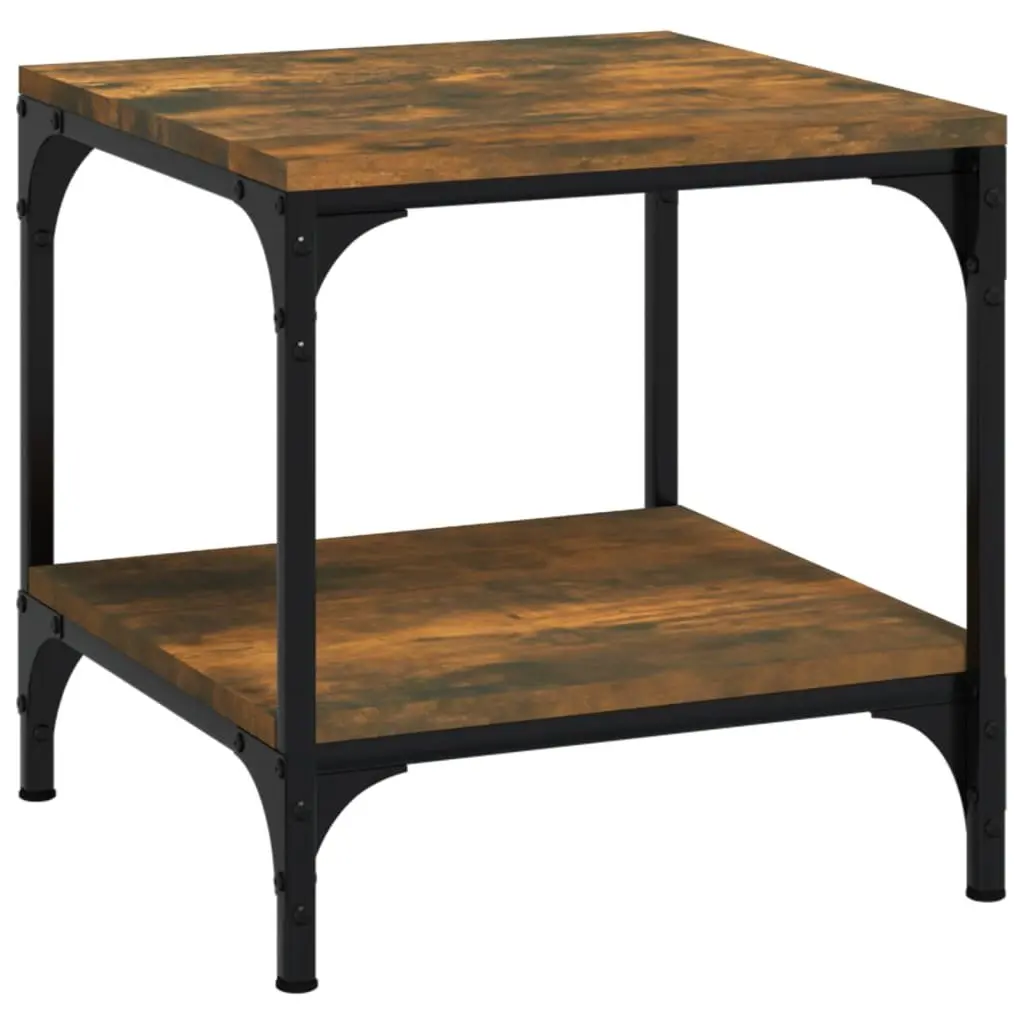 Side Tables 2 pcs Brown Engineered Wood Coffee Table with Steel Frame Storage