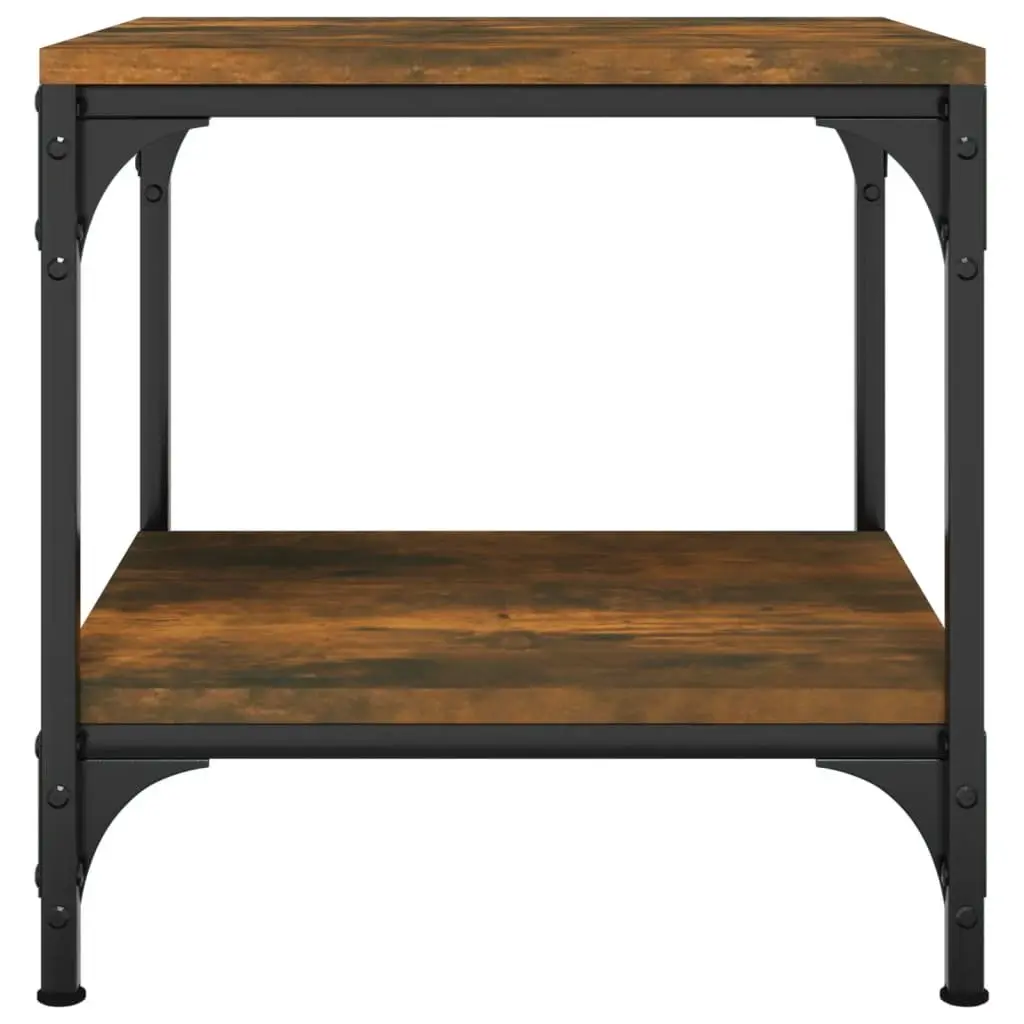 Side Tables 2 pcs Brown Engineered Wood Coffee Table with Steel Frame Storage