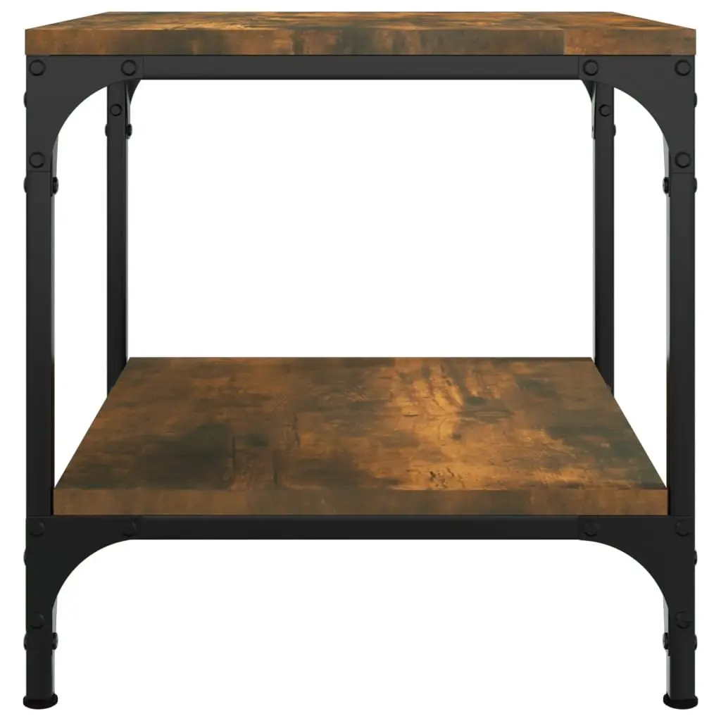 Side Tables 2 pcs Brown Engineered Wood Coffee Table with Steel Frame Storage