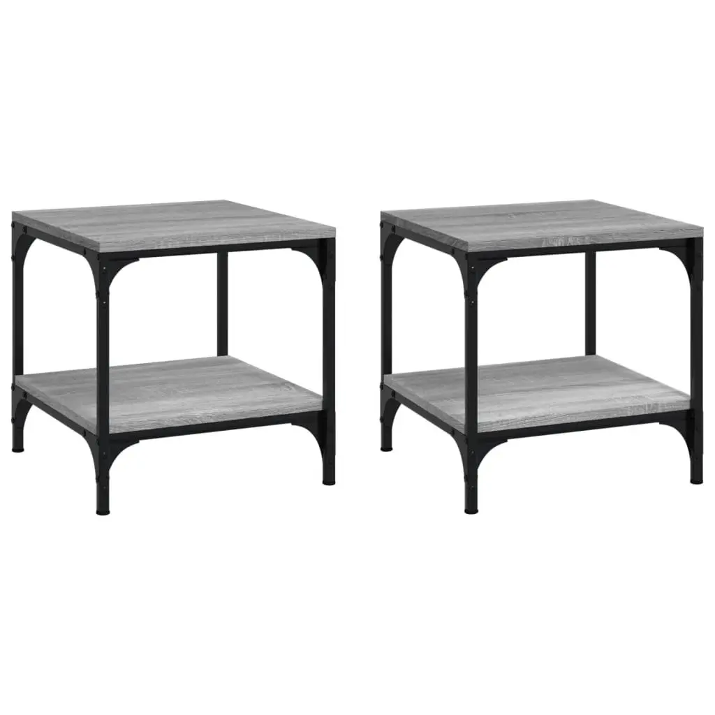 Side Tables Set of 2 Grey Sonoma Engineered Wood Industrial Accent Coffee End