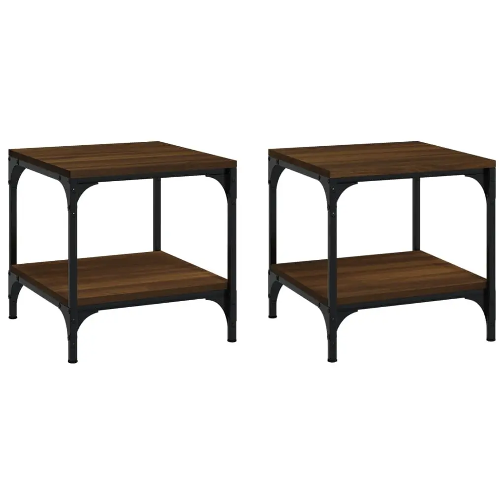 Brown Oak Side Tables 2 pcs 40x40x40 cm