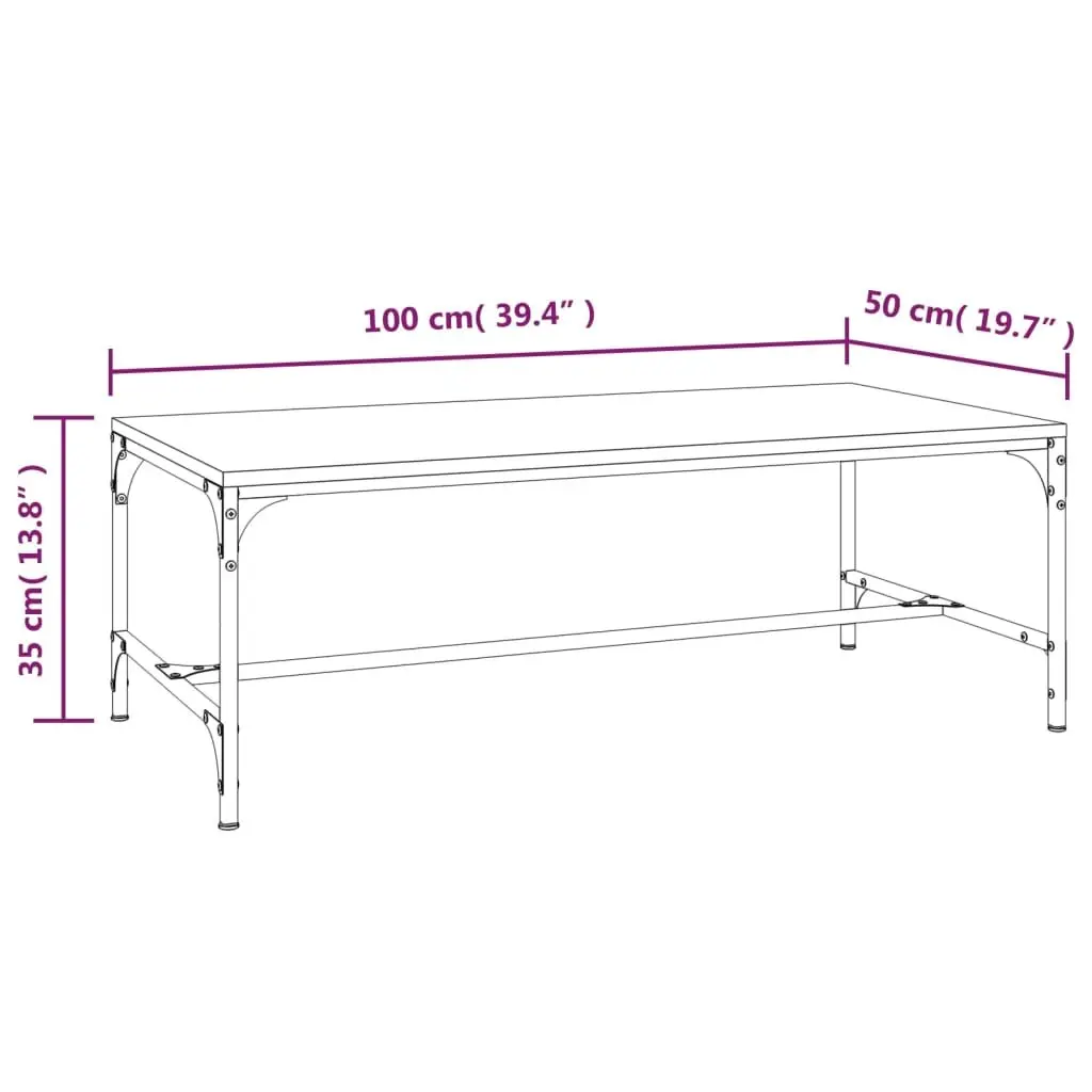 Coffee Table Industrial Style Black 100x50x35 cm
