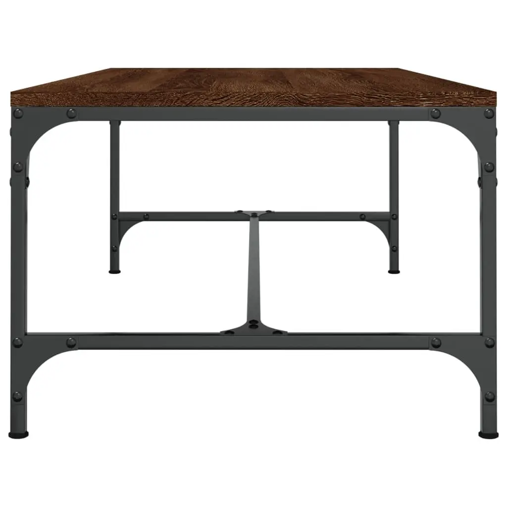 Coffee Table Brown Oak 80x50x35 cm Industrial Living Room Accent Furniture