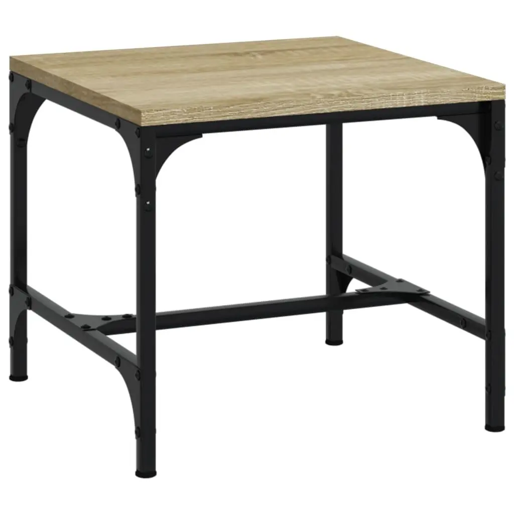 Coffee Table Brown Engineered Wood Steel Frame Adjustable Legs 50 x 50 x 35 cm