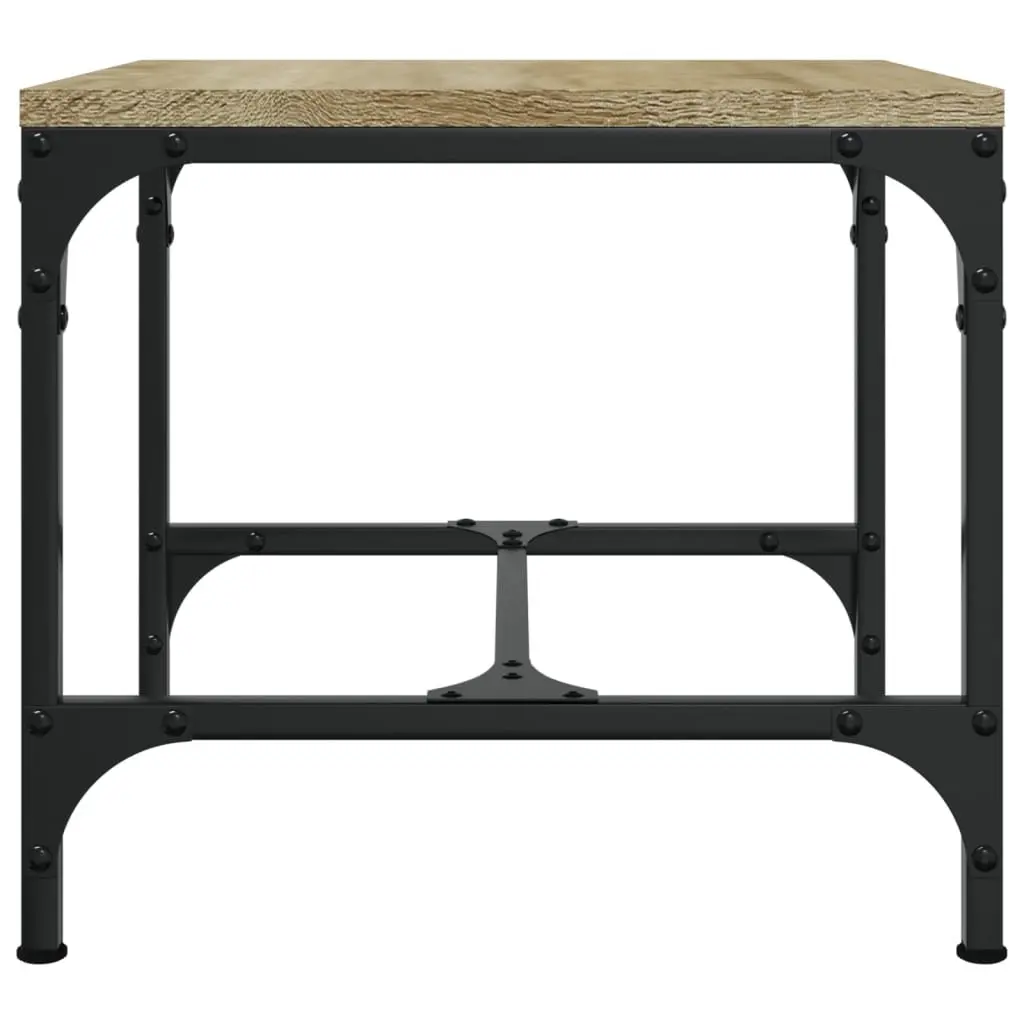 Coffee Table Brown Engineered Wood Steel Frame Adjustable Legs 50 x 50 x 35 cm