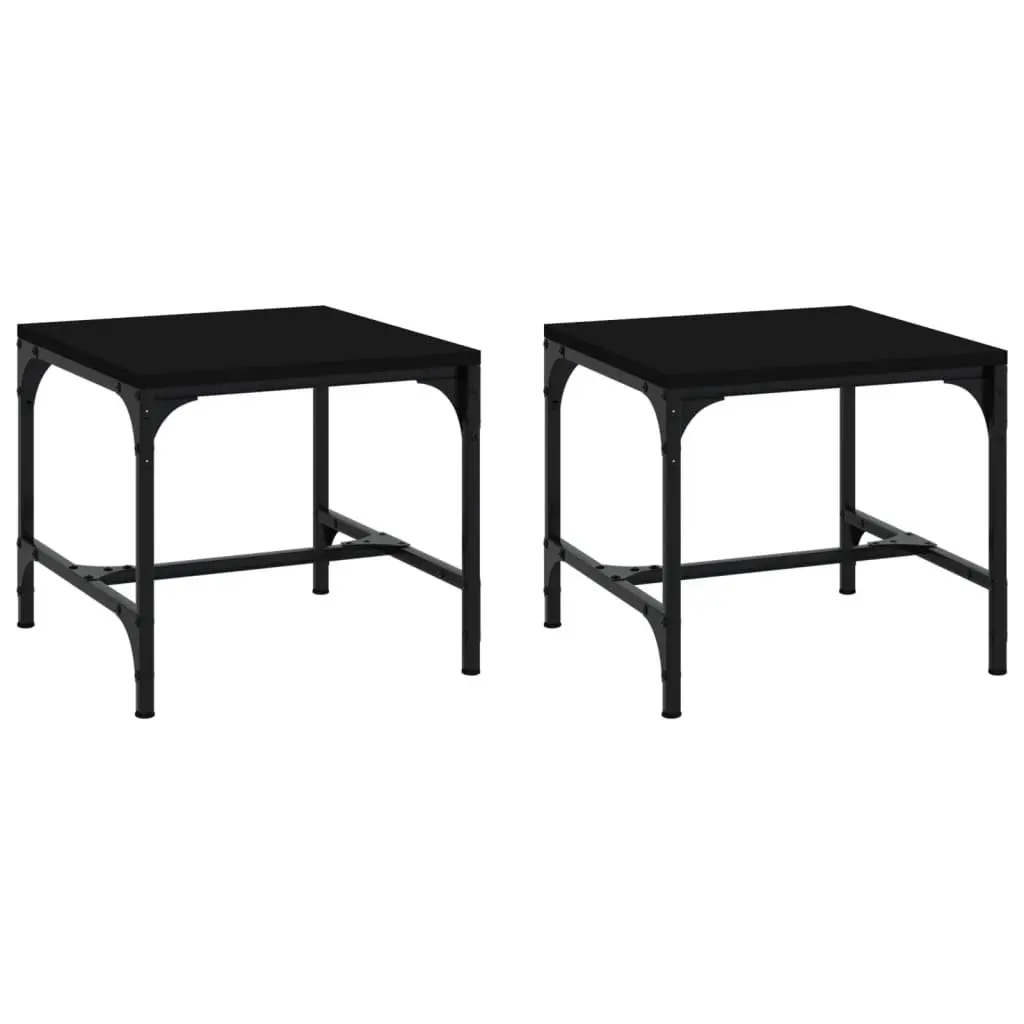 Side Tables 2 pcs Black 40x40x35 cm Living Room Accent Coffee Table Set