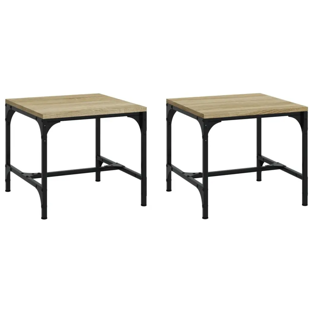Side Tables 2 pcs Brown 40x40x35 cm Engineered Wood Industrial Accent Furniture