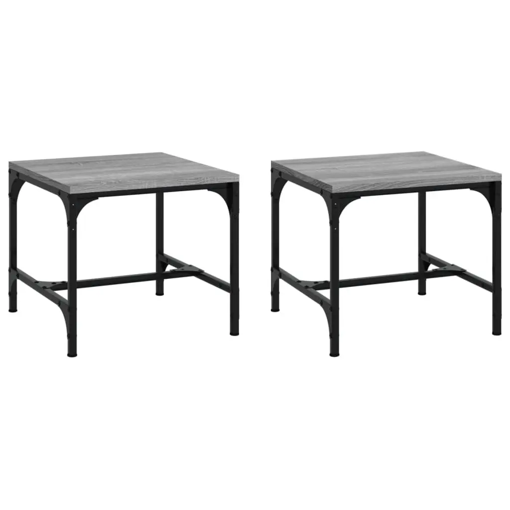 Side Tables Industrial Grey 40x40x35 cm 2 pcs Living Room Accent Furniture