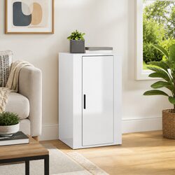 White High Gloss Sideboard Storage Cabinet Engineered Wood Buffet Cupboard