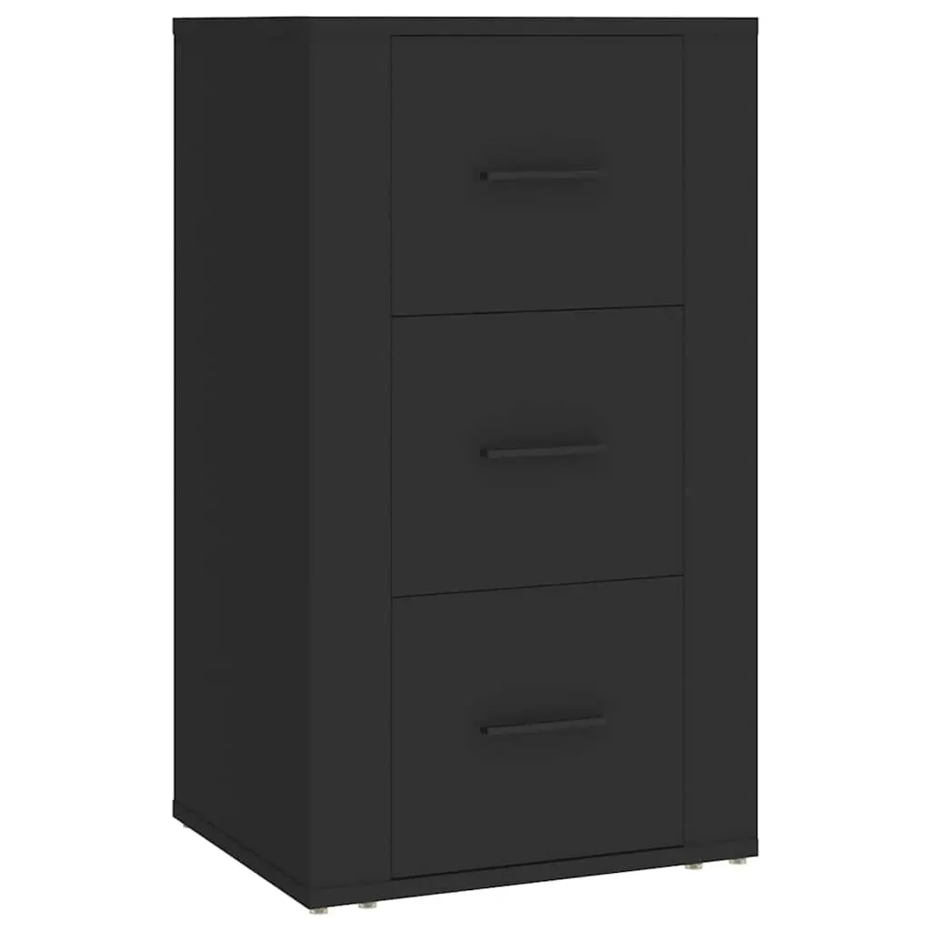 Sideboard Cabinet Black Engineered Wood 3 Drawers