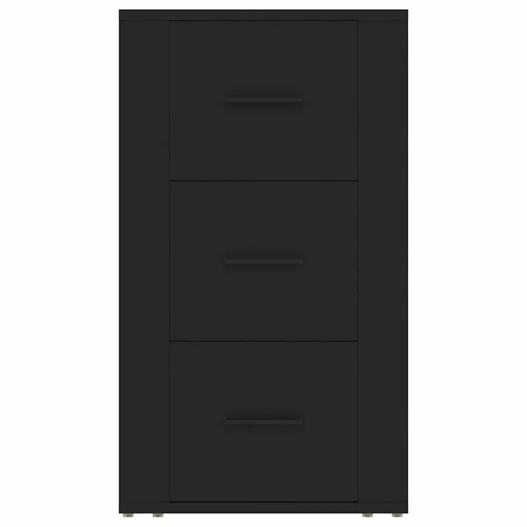 Sideboard Cabinet Black Engineered Wood 3 Drawers