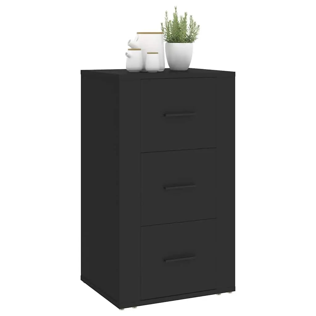 Sideboard Cabinet Black Engineered Wood 3 Drawers