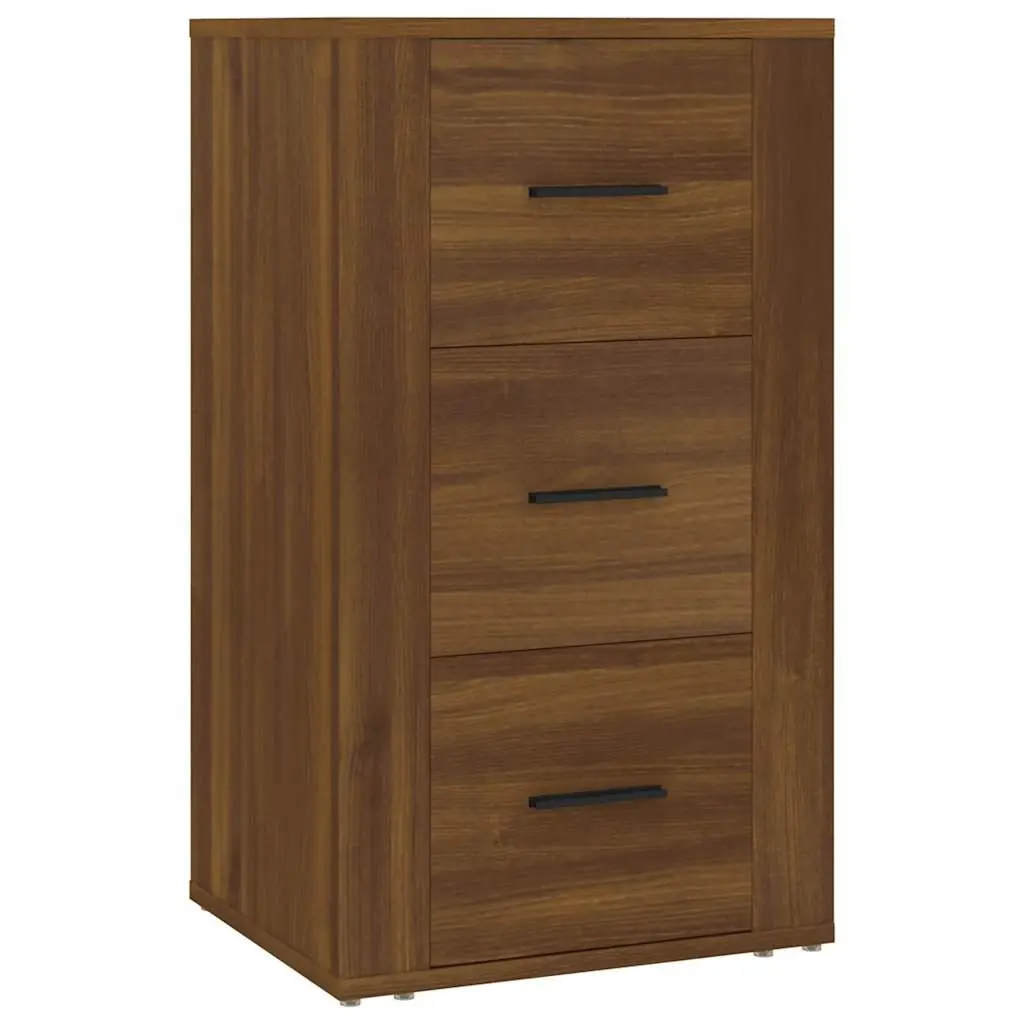 Sideboard Brown Oak 40x33x70cm Storage Cabinet 3 Drawers Engineered Wood