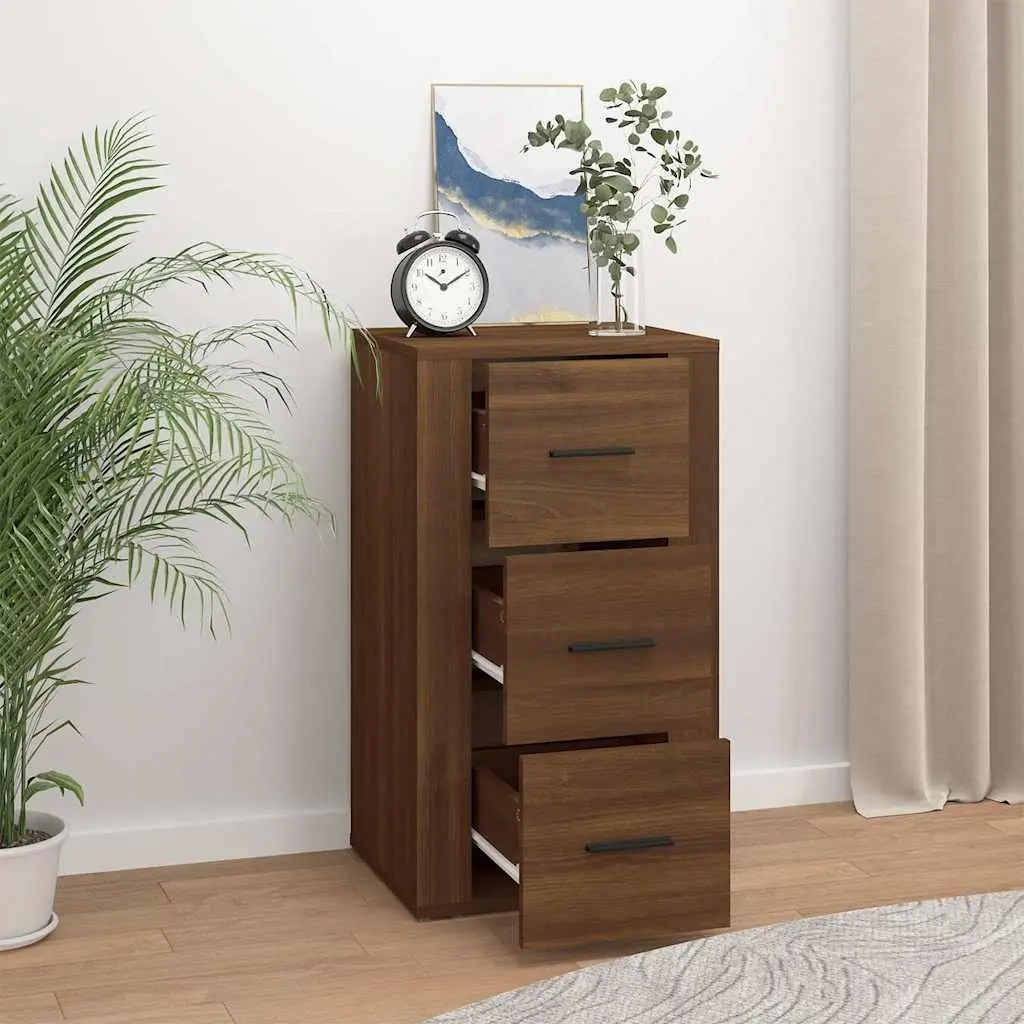 Sideboard Brown Oak 40x33x70cm Storage Cabinet 3 Drawers Engineered Wood