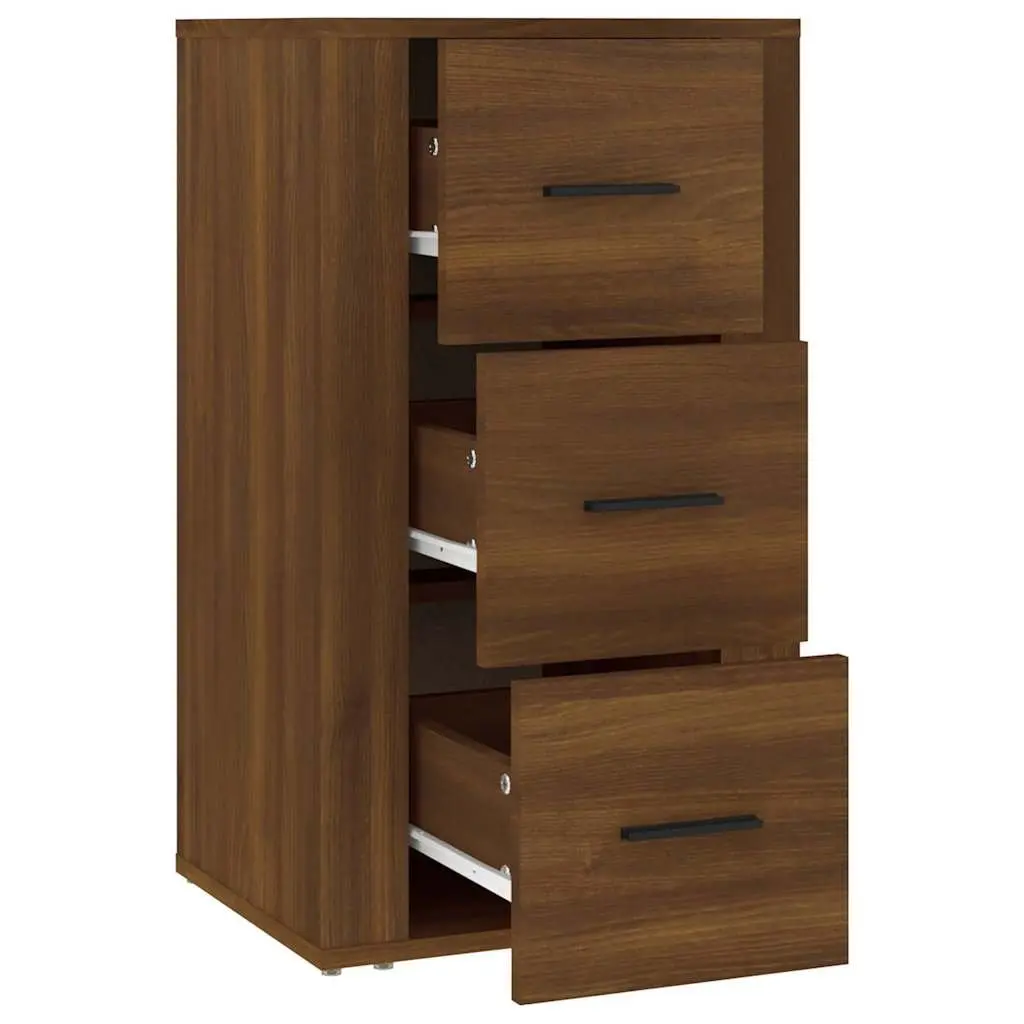 Sideboard Brown Oak 40x33x70cm Storage Cabinet 3 Drawers Engineered Wood