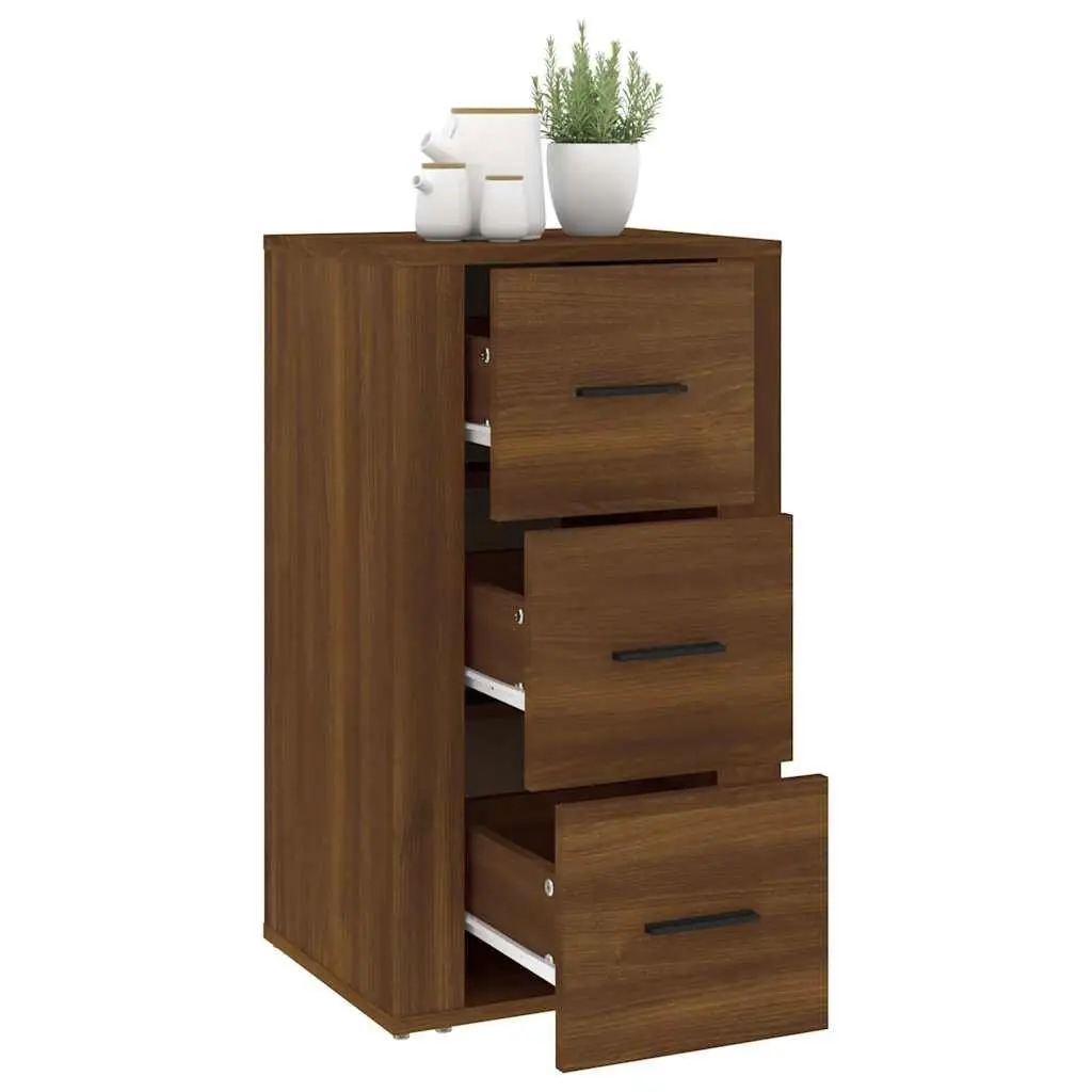 Sideboard Brown Oak 40x33x70cm Storage Cabinet 3 Drawers Engineered Wood