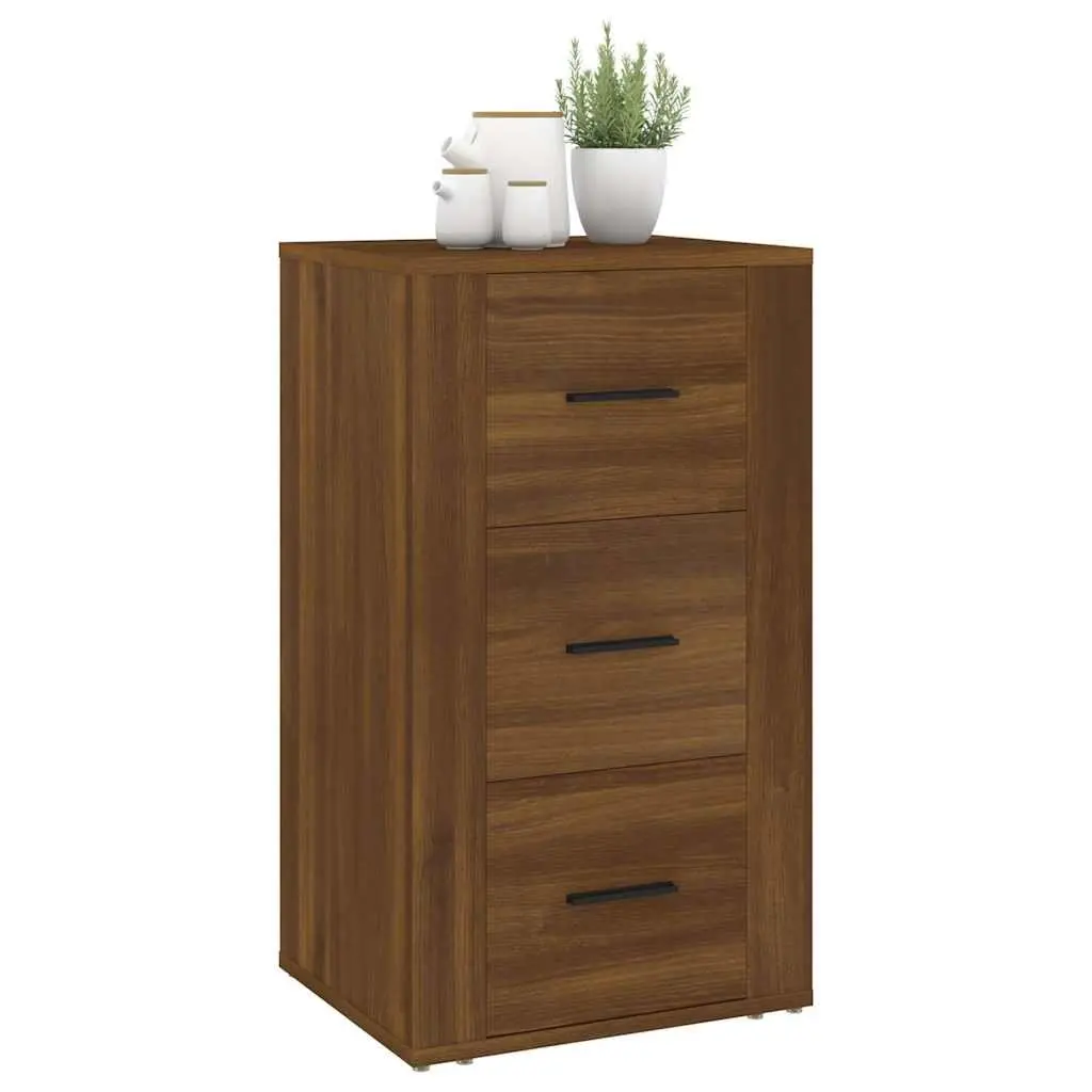 Sideboard Brown Oak 40x33x70cm Storage Cabinet 3 Drawers Engineered Wood