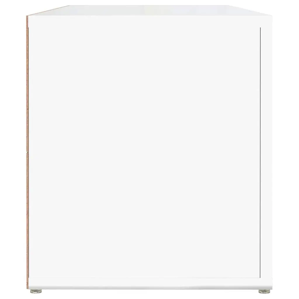 TV Cabinet High Gloss White Engineered Wood 4 Compartments