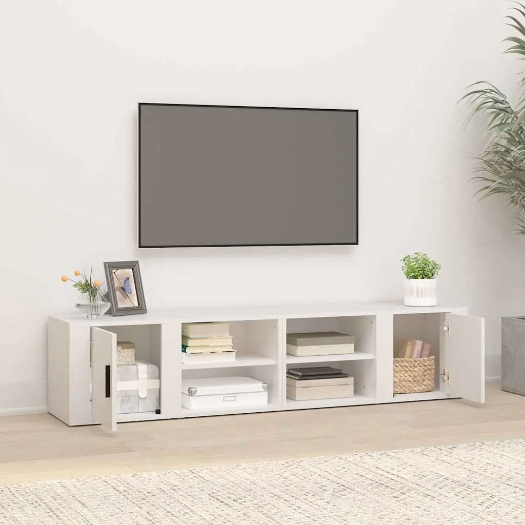 Media Storage Unit 2 Piece White Engineered Wood with Doors 80x31.5x36 cm TV Cabinet