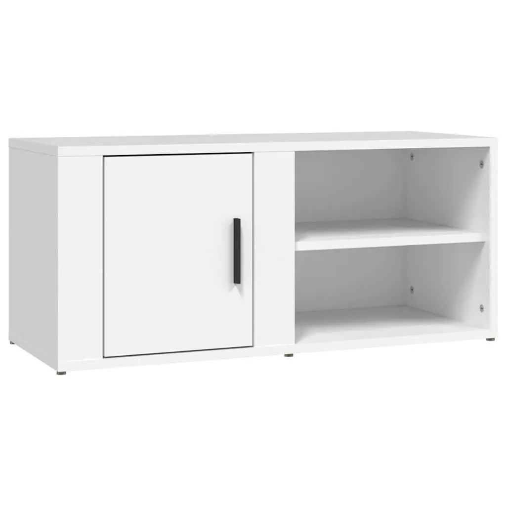 Media Storage Unit 2 Piece White Engineered Wood with Doors 80x31.5x36 cm TV Cabinet