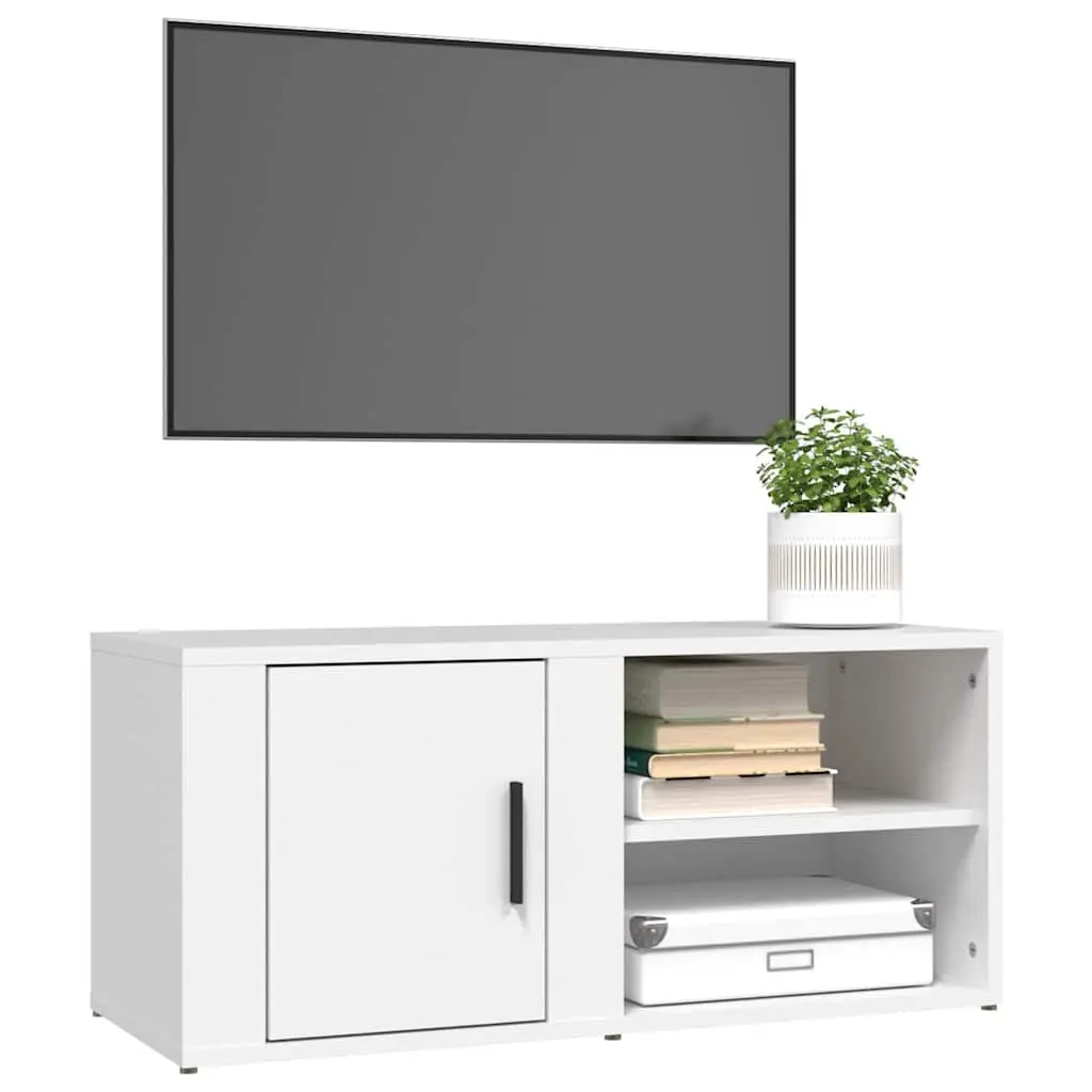 Media Storage Unit 2 Piece White Engineered Wood with Doors 80x31.5x36 cm TV Cabinet