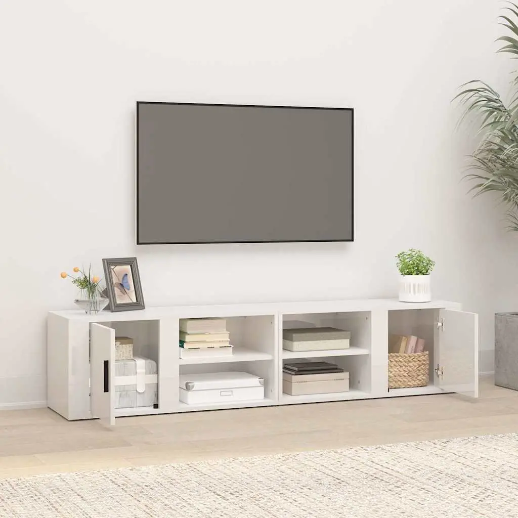 TV Cabinets High Gloss White 80x31.5x36 cm 2 pcs Media Storage Unit