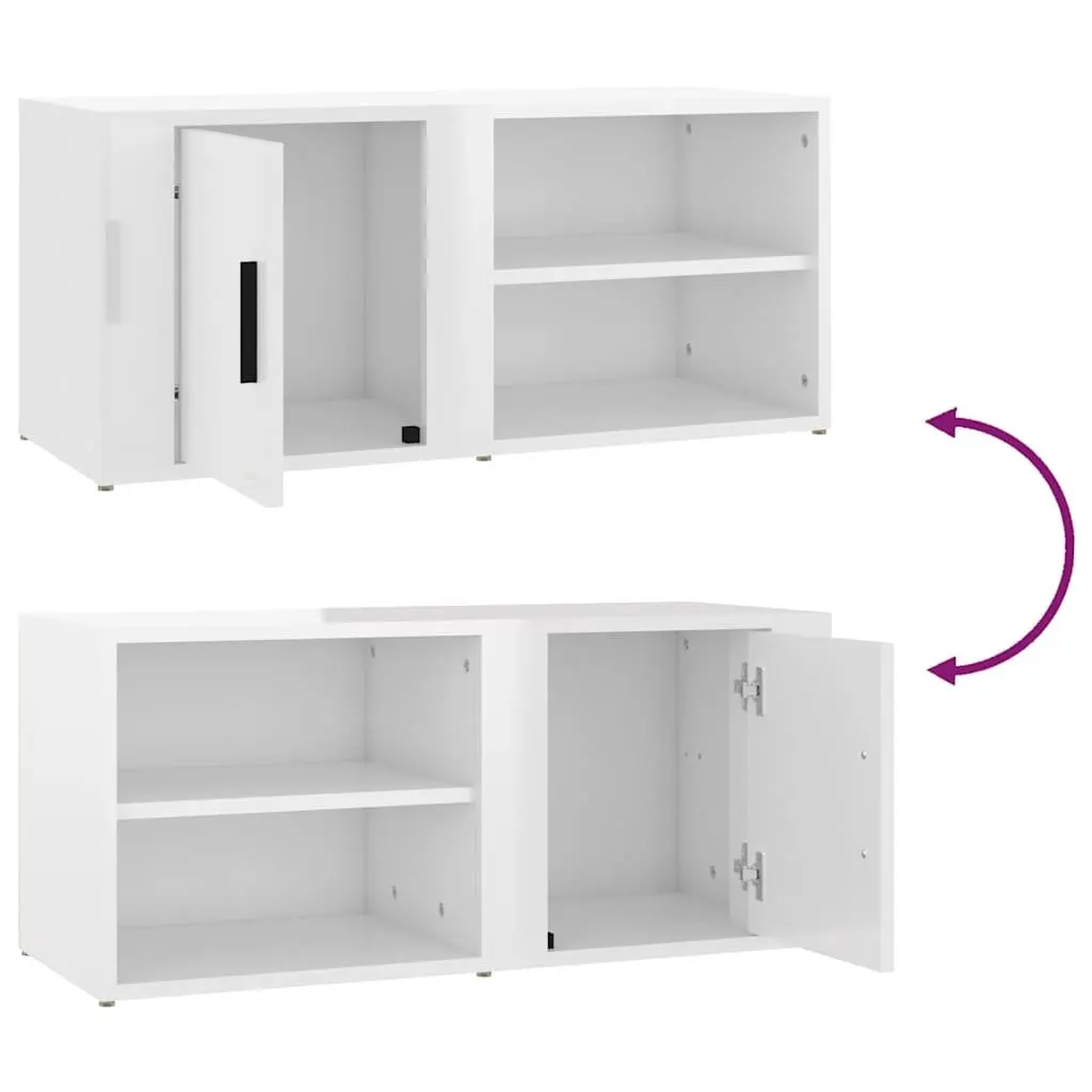 TV Cabinets High Gloss White 80x31.5x36 cm 2 pcs Media Storage Unit