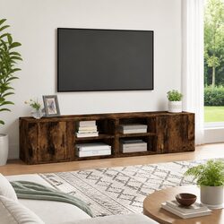 Get Organized with 2 Brown Smoked Oak TV Cabinets