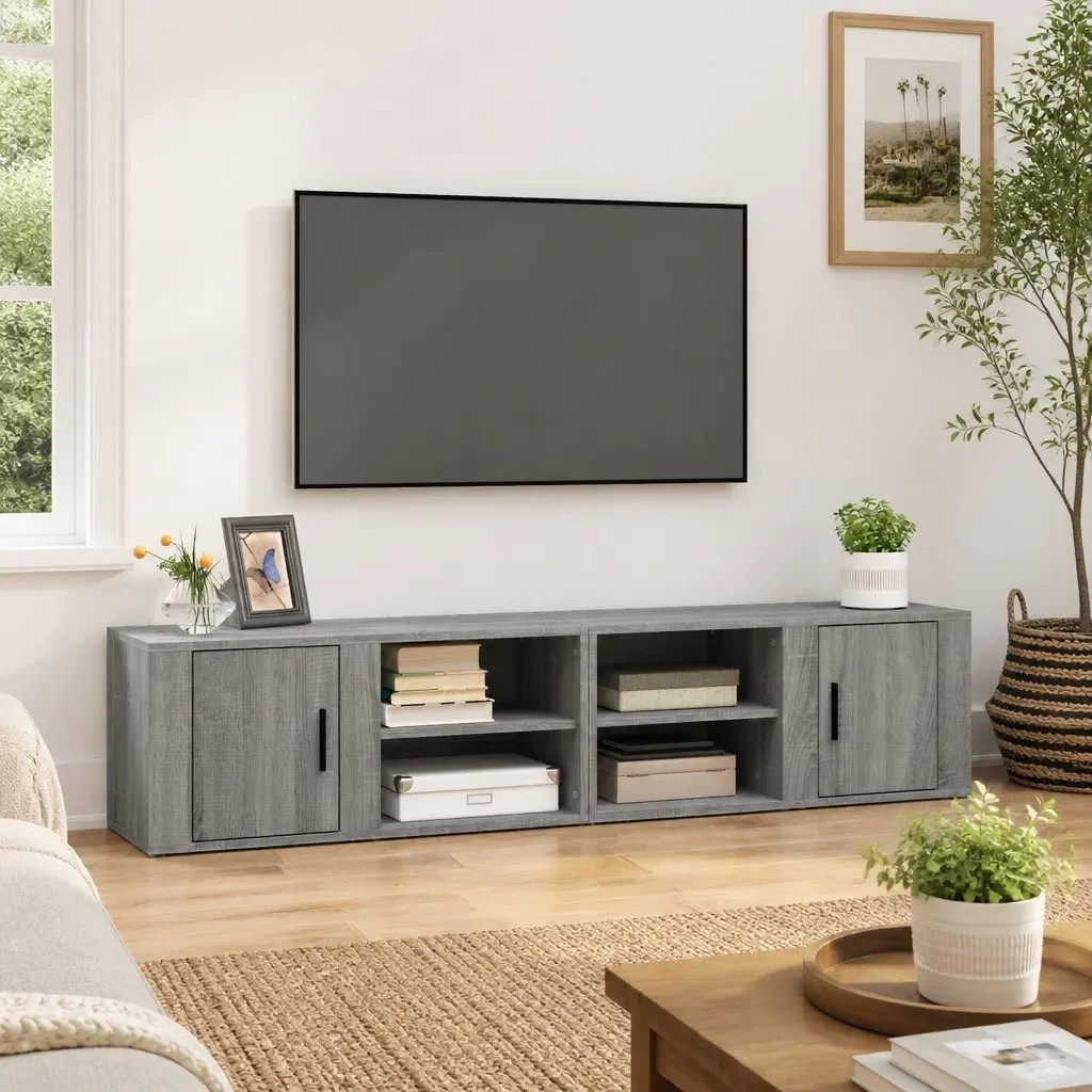TV Cabinets Grey Sonoma Media Storage Unit 2 pcs 80 x 31.5 x 36 cm