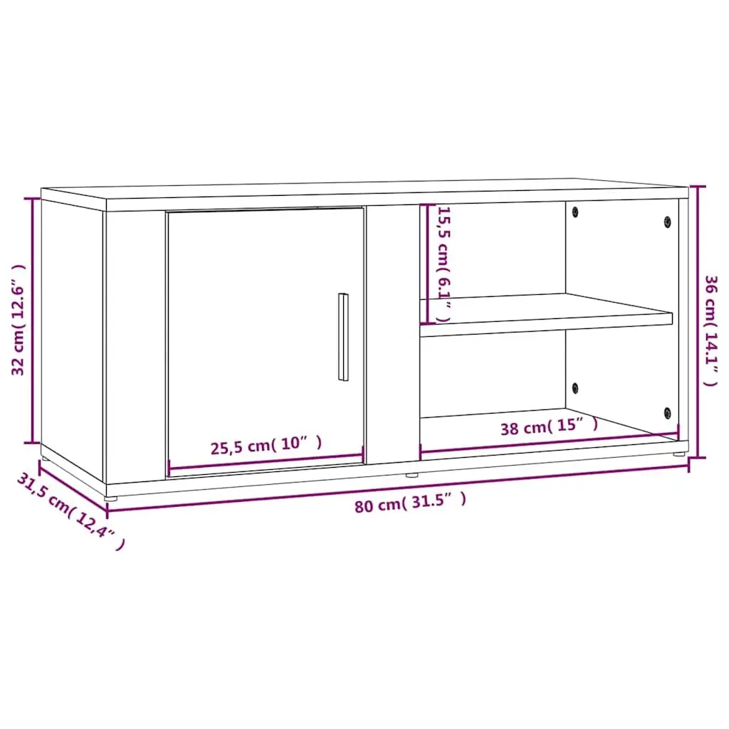 TV Cabinets Grey Sonoma Media Storage Unit 2 pcs 80 x 31.5 x 36 cm