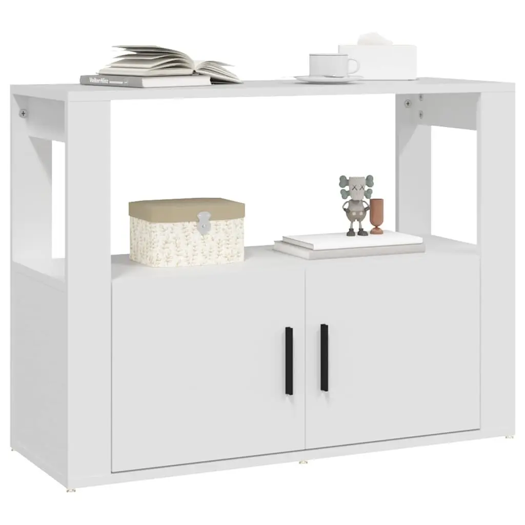 Sideboard White Engineered Wood 80x30x60 cm Storage Cabinet with Shelf Doors