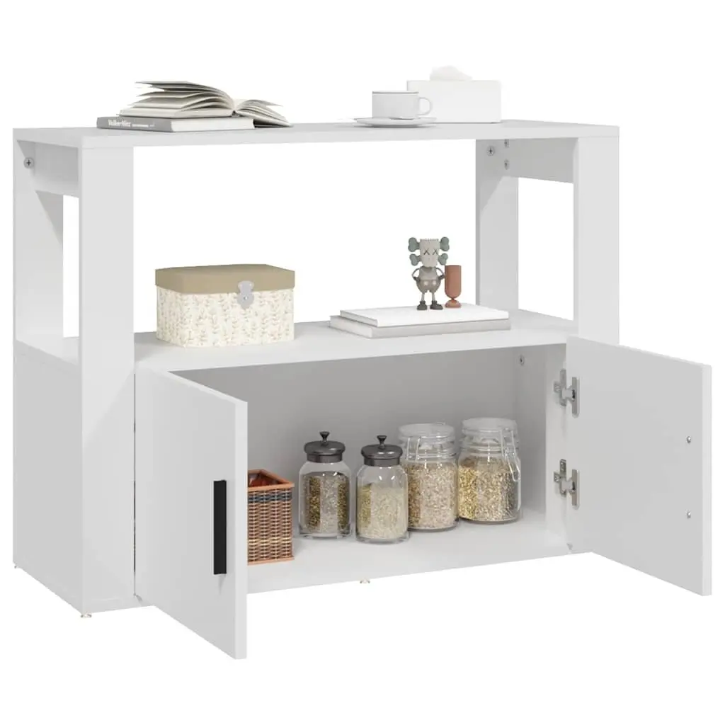 Sideboard White Engineered Wood 80x30x60 cm Storage Cabinet with Shelf Doors
