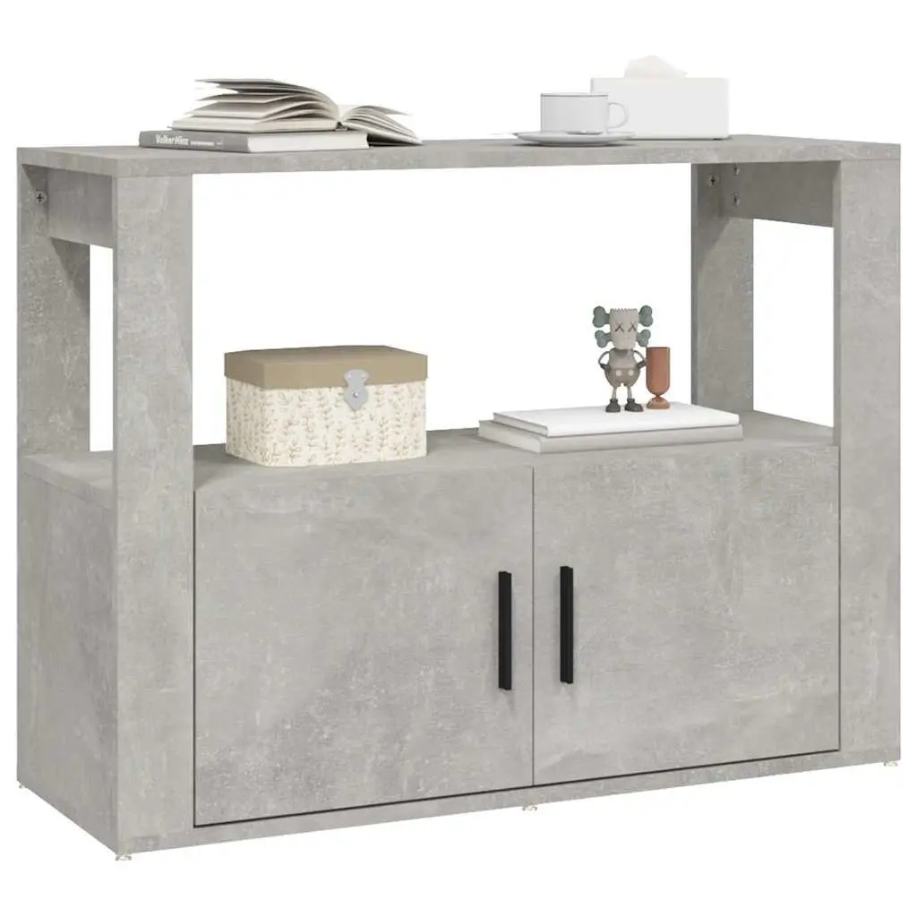 Sideboard Storage Cabinet Grey Engineered Wood Buffet Living Room Organiser 80 x 30 x 60 cm