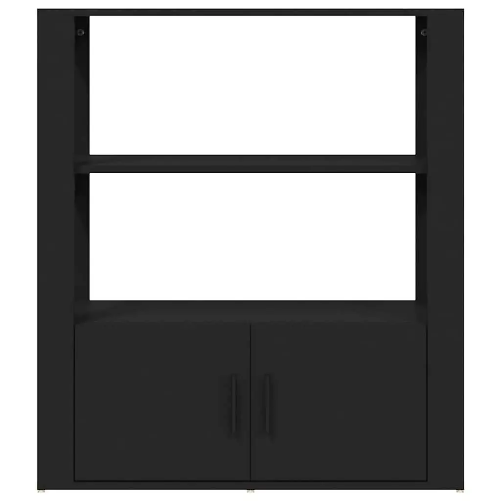 Sideboard Black Engineered Wood 80x30x90 cm Storage Cabinet with Shelves and Doors